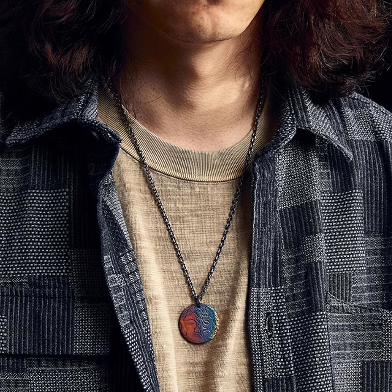 999 Sterling Silver Half Demon Half Buddha Compassion Necklace