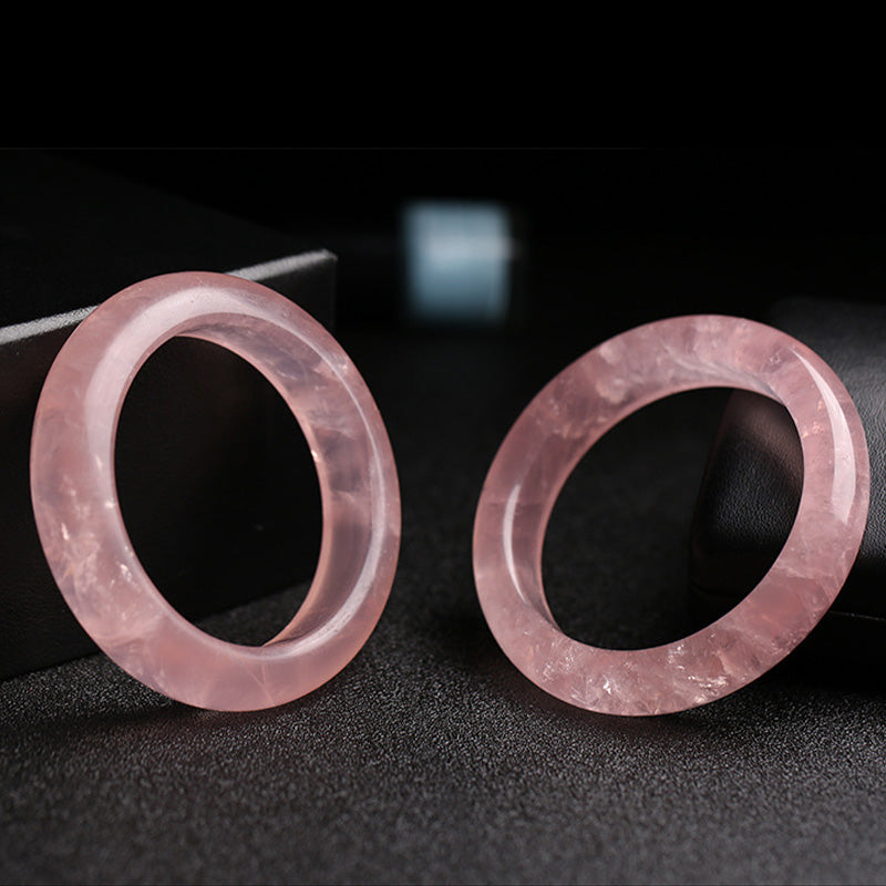 Natural Rose Quartz Love Caring Bangle Bracelet