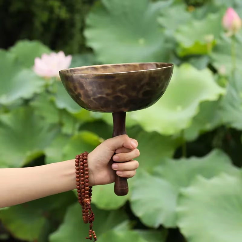 Hand-Held Nepal Singing Bowls Handmade Buddhist Tibetan Singing Bowl Meditation Yoga Percussion Instruments Decorative Accessory