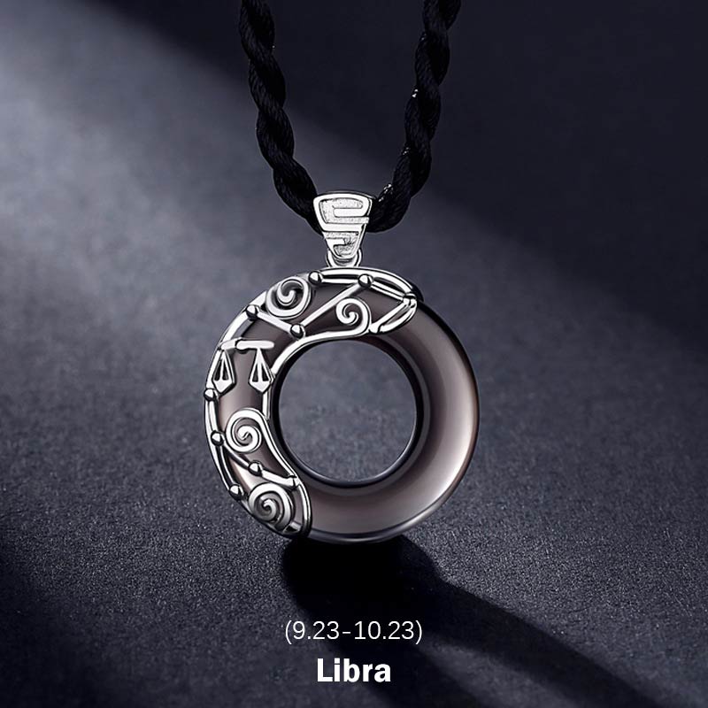 Ice Obsidian Zodiac Pendant Necklace | 12 Constellations Blessing