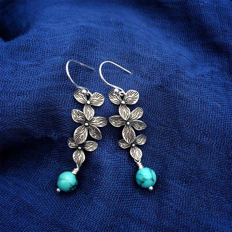 925 Sterling Silver Turquoise Lazurite Serenity Protection Earrings