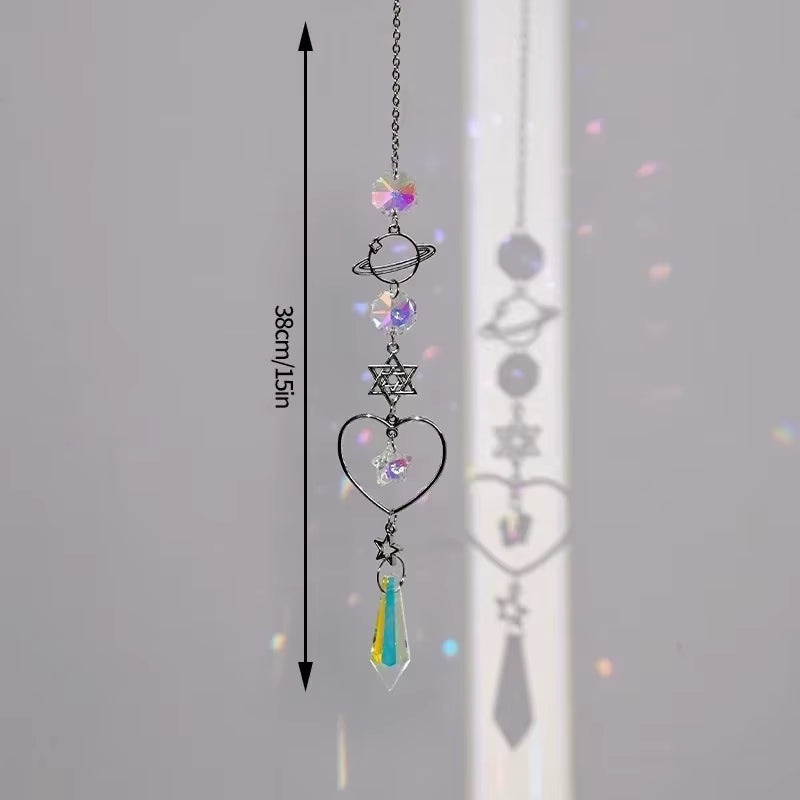 Crystal Suncatcher Outdoor Wind Chime Hanging Crystal Angel Butterfly Pendants Garden Tree Decor Window Drop Bell Hanging Decor