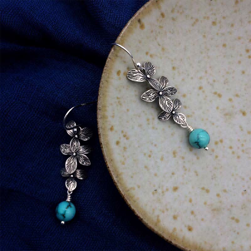 925 Sterling Silver Turquoise Lazurite Serenity Protection Earrings