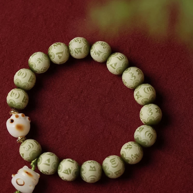 Grünes Bodhi Seed Om Mani Padme Hum Weisheitsarmband