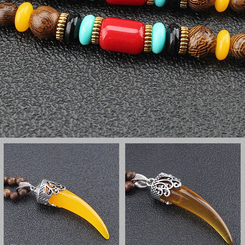 Wenge Wood Turquoise Necklace Pendant for Protection & Balance