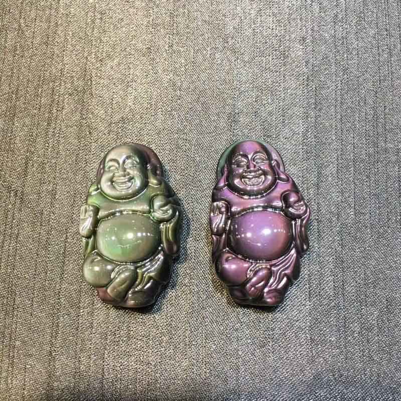 Rainbow Obsidian Laughing Buddha Inner Peace Pendant