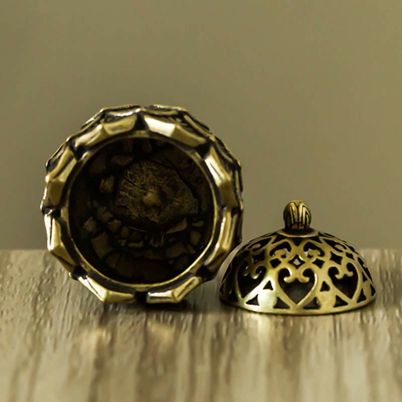 Tibetischer Mini-Räucherbrenner aus Kupfer mit Lotusmuster