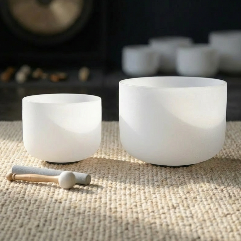 Earth Star und Soul Star Perfect Pitch Kristallklangschalen 10 B3 und 8 C5 mit Tragetasche