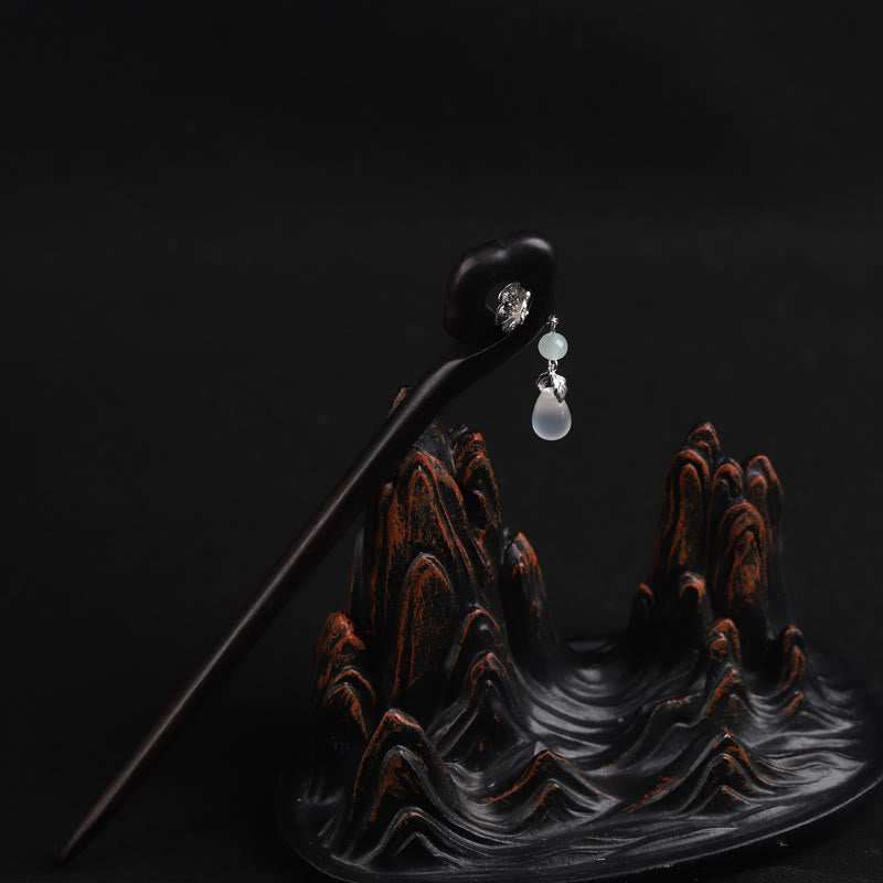 Ebenholz-Mut-Haarnadel | Traditionelle chinesische Haarnadel 17 cm