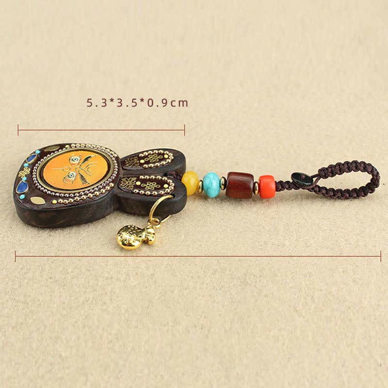 Ebenholz Fünf Gott des Reichtums Thangka Schlüsselanhänger spirituellen Schmuck
