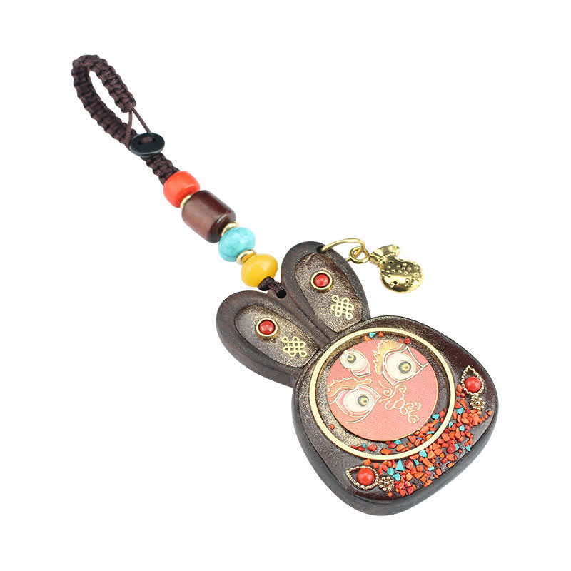 Ebenholz Fünf Gott des Reichtums Thangka Schlüsselanhänger spirituellen Schmuck