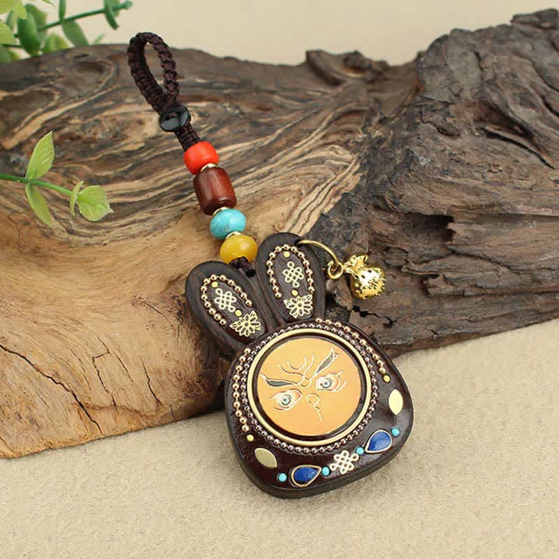 Ebenholz Fünf Gott des Reichtums Thangka Schlüsselanhänger spirituellen Schmuck