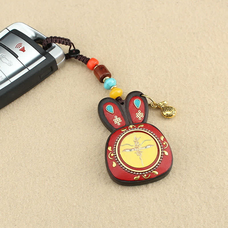 Ebenholz Fünf Gott des Reichtums Thangka Schlüsselanhänger spirituellen Schmuck