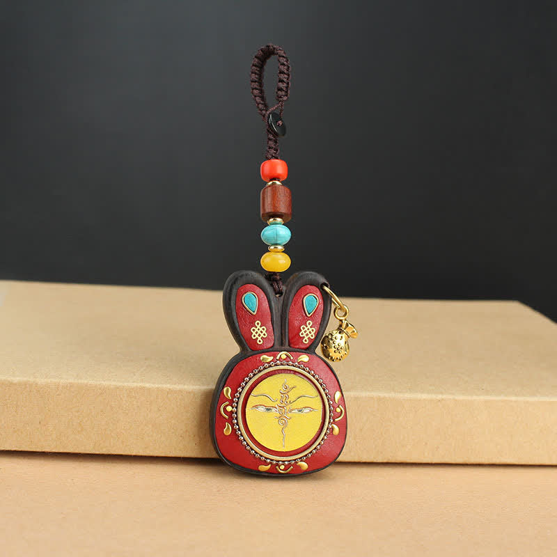 Ebenholz Fünf Gott des Reichtums Thangka Schlüsselanhänger spirituellen Schmuck