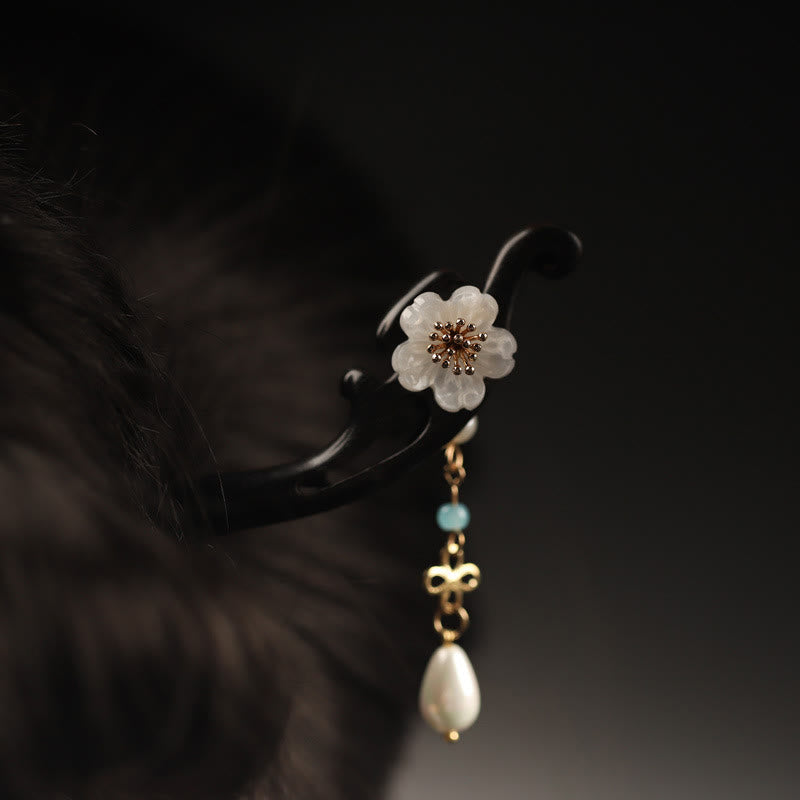Ebenholz Blume Schmetterling Segen Haarnadel | Chinesische Haarnadel