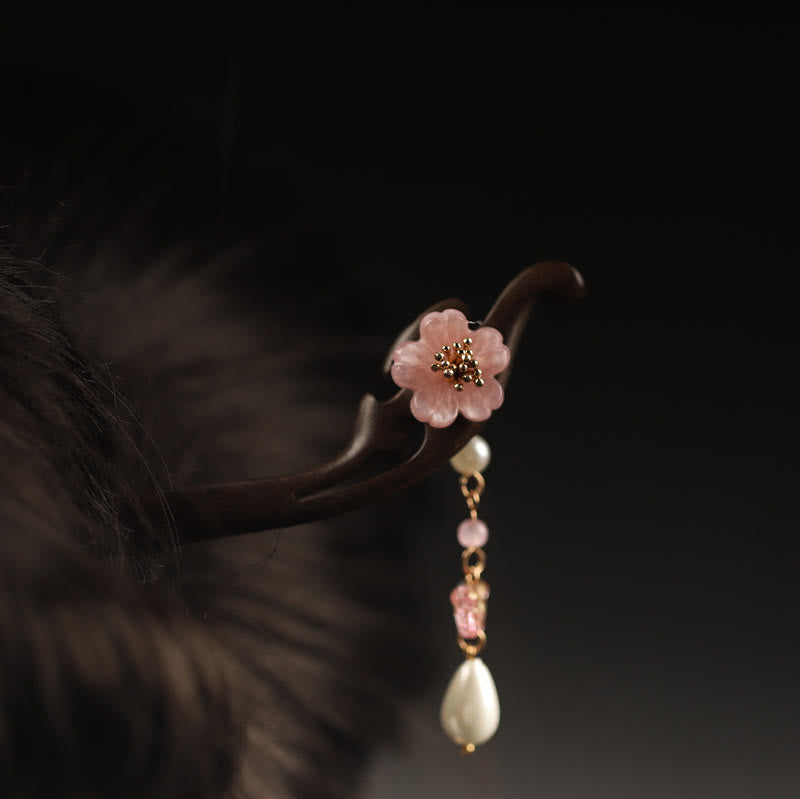 Ebenholz Blume Schmetterling Segen Haarnadel | Chinesische Haarnadel