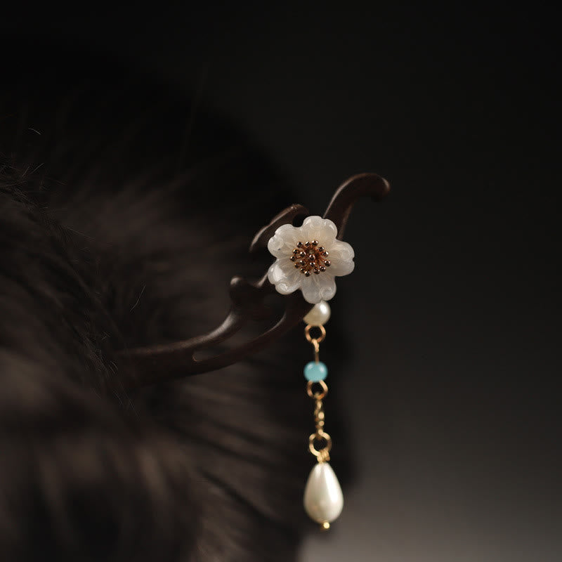 Ebenholz Blume Schmetterling Segen Haarnadel | Chinesische Haarnadel