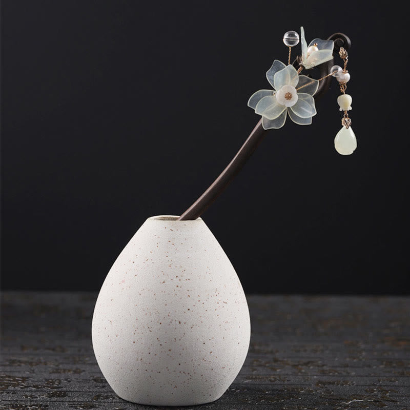 Ebenholz Jade Muschel Magnolie Quaste Chinesische Haarnadel