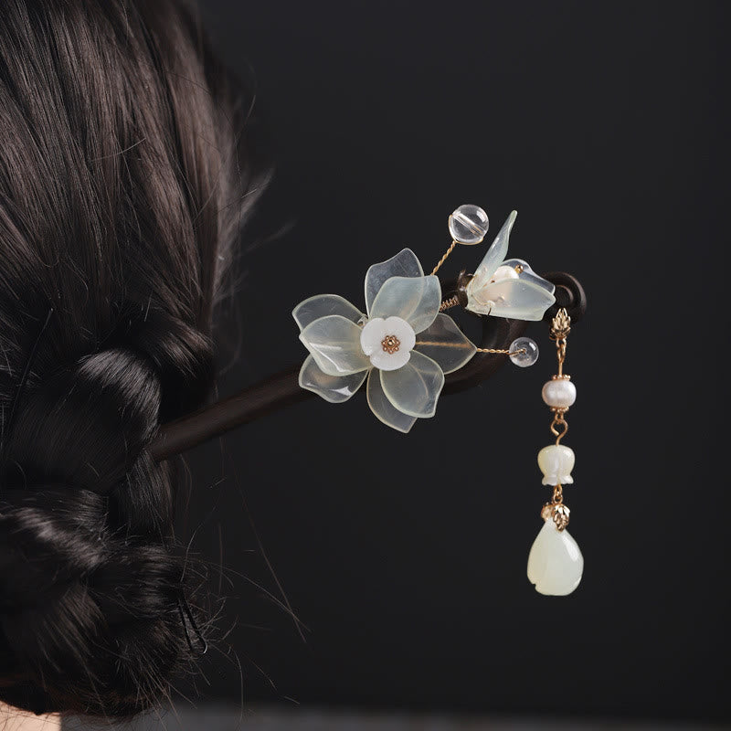 Ebenholz Jade Muschel Magnolie Quaste Chinesische Haarnadel