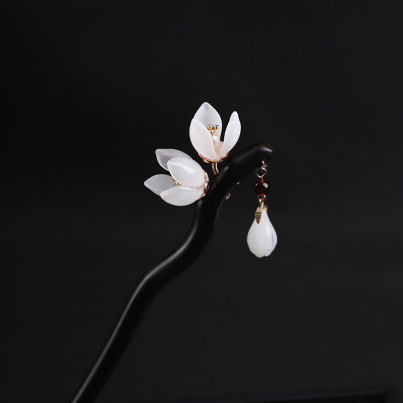 Ebenholz Magnolia Blütenblätter Chinesische Haarnadel Segen