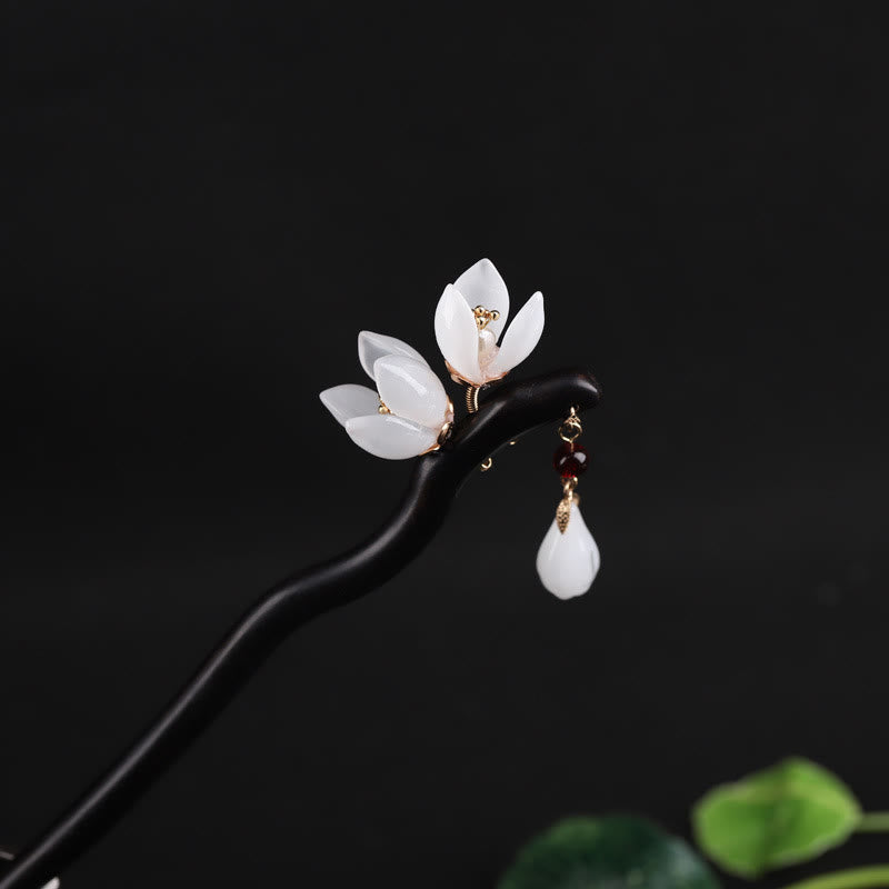 Ebenholz Magnolia Blütenblätter Chinesische Haarnadel Segen