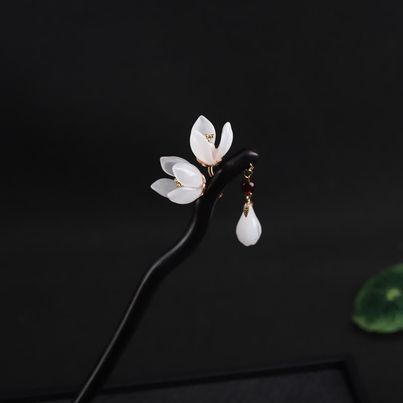 Ebenholz Magnolia Blütenblätter Chinesische Haarnadel Segen