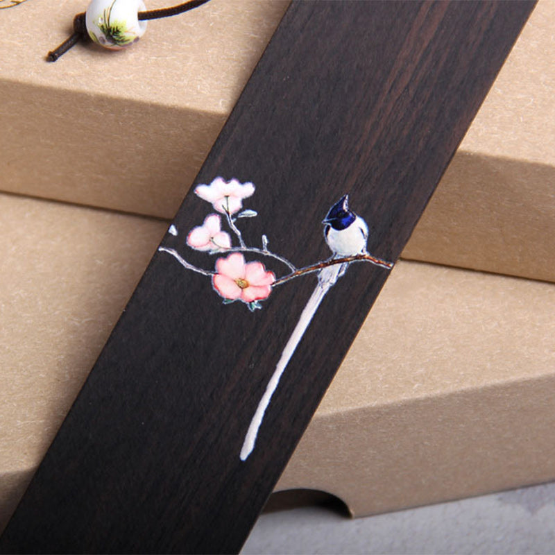 Lesezeichen aus Ebenholz, Pirol, Vogel, Holz, mit Geschenkbox