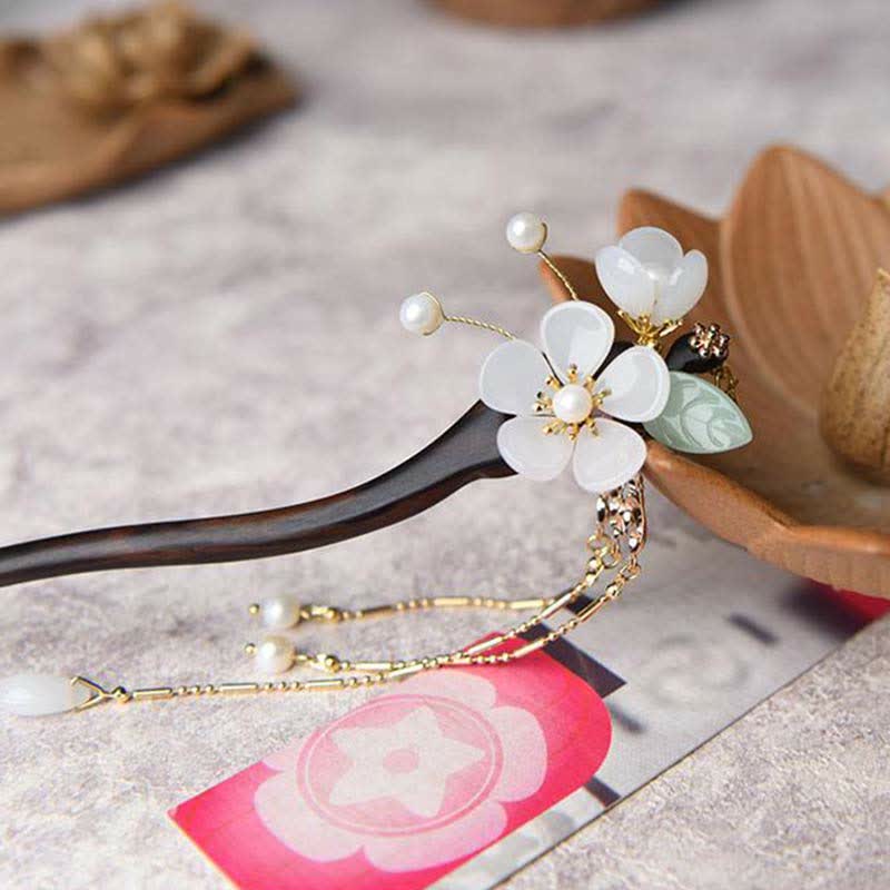 Ebenholz-Schutz-Haarnadel | Chinesische Blumensegen-Dekoration