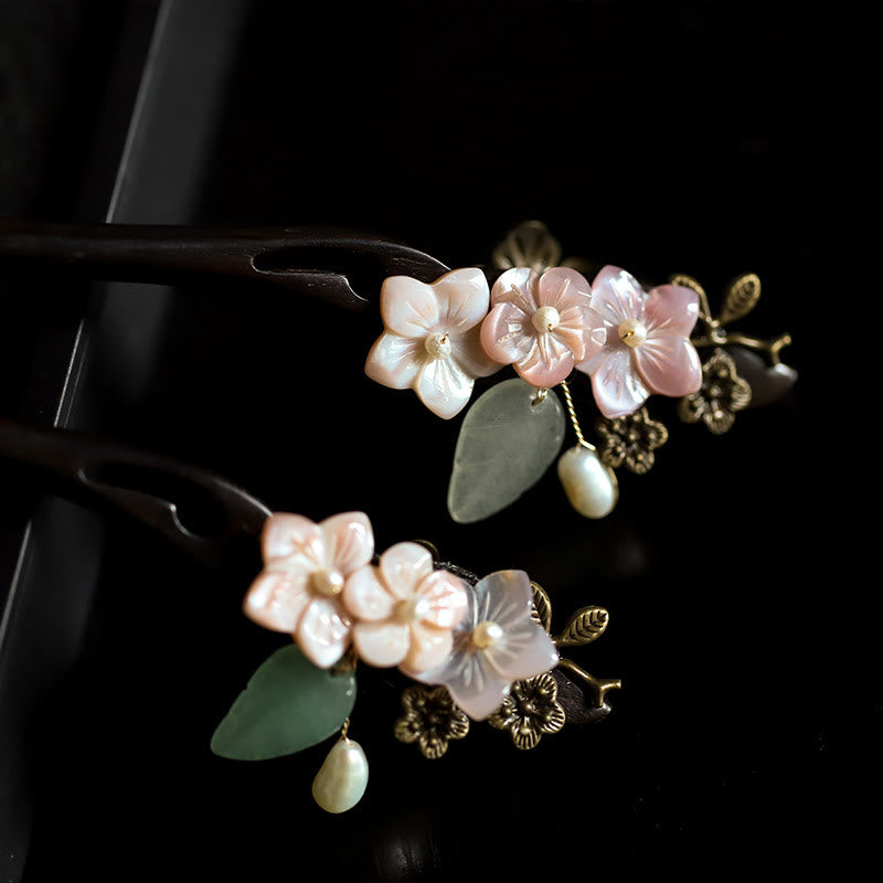 Ebenholz Muschel Blume Segen Haarnadel | Chinesische Haarnadeln