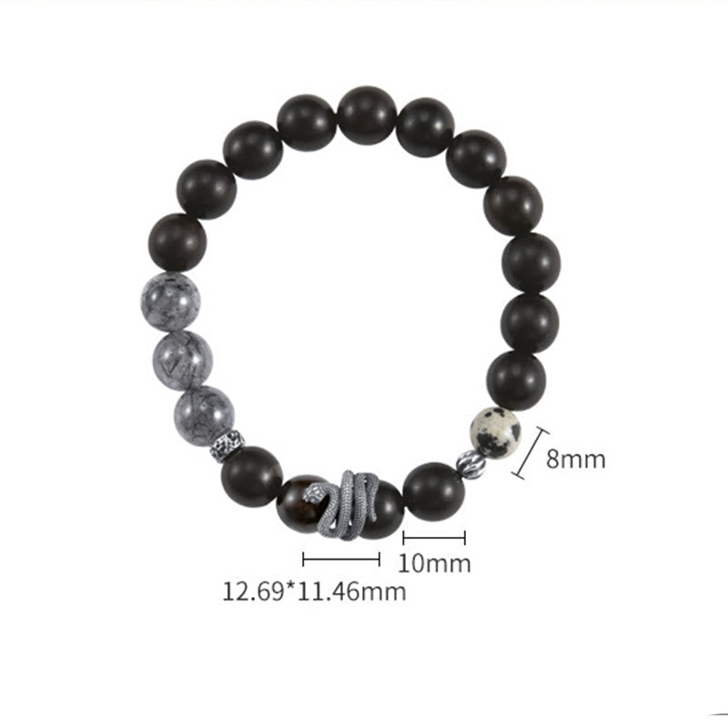 Ebenholz-Armband mit schwarzem Rutilquarz, 10 mm