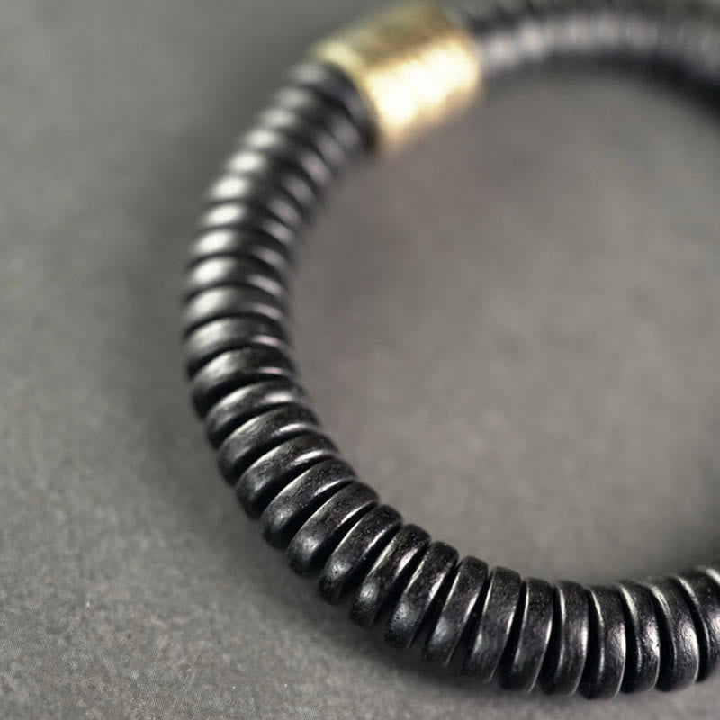 Ebenholz Messing Ruhe Armband | Erdung Frieden Schmuck