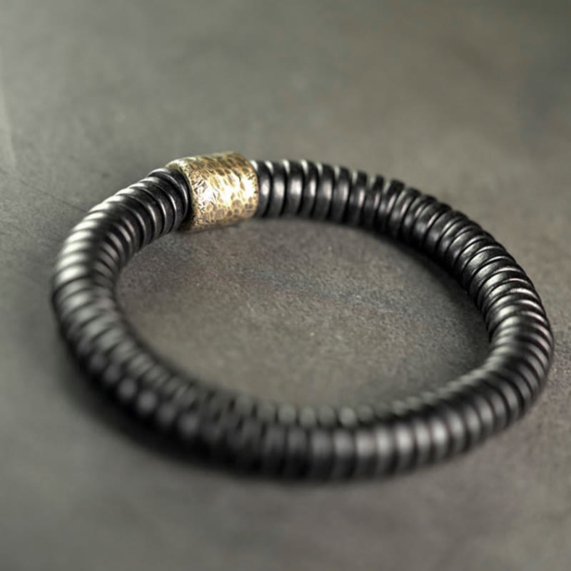 Ebenholz Messing Ruhe Armband | Erdung Frieden Schmuck