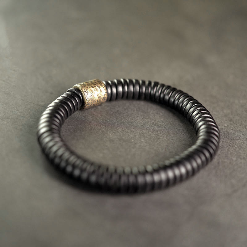 Ebenholz Messing Ruhe Armband | Erdung Frieden Schmuck