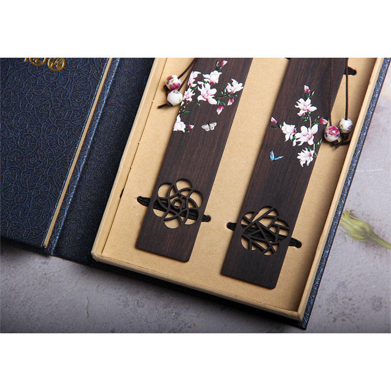 Lesezeichen aus Ebenholz mit Schmetterlingsblume für Zen-Dekor