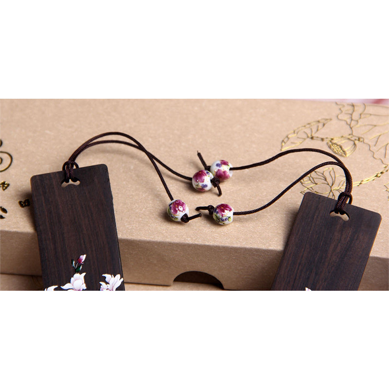 Lesezeichen aus Ebenholz mit Schmetterlingsblume für Zen-Dekor