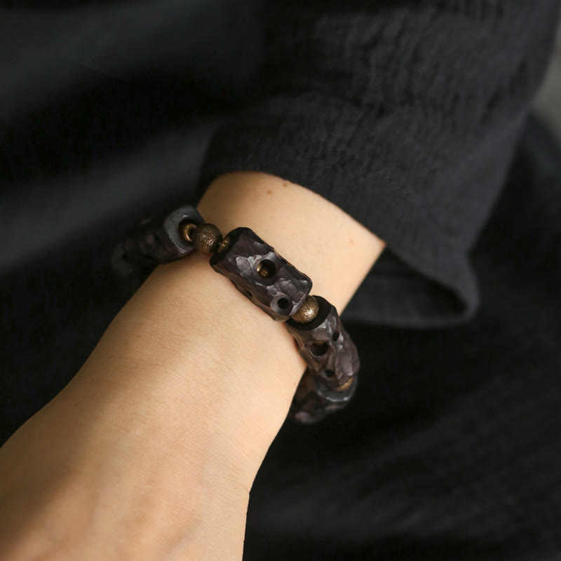 Ruhearmband aus Ebenholz für Erdung und Frieden, 14–17,5 cm