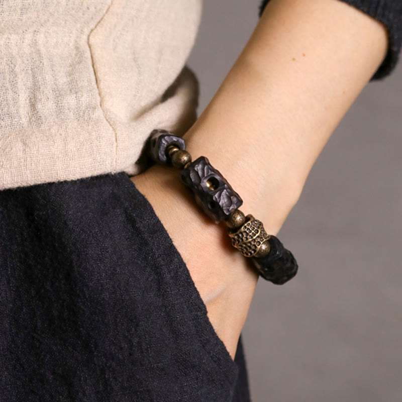 Ruhearmband aus Ebenholz für Erdung und Frieden, 14–17,5 cm