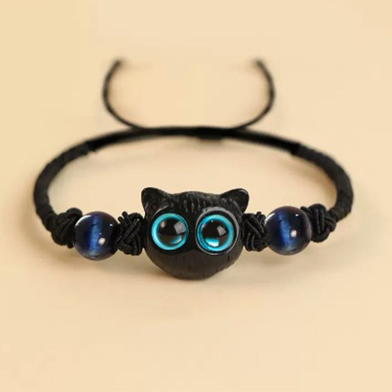 Ebenholz-Katzenkopf-Armband, 8 mm, für Frieden und Ausgeglichenheit