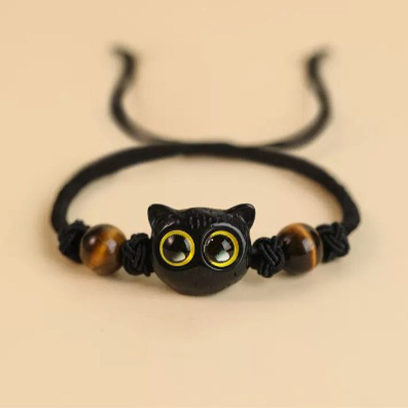Ebenholz-Katzenkopf-Armband, 8 mm, für Frieden und Ausgeglichenheit