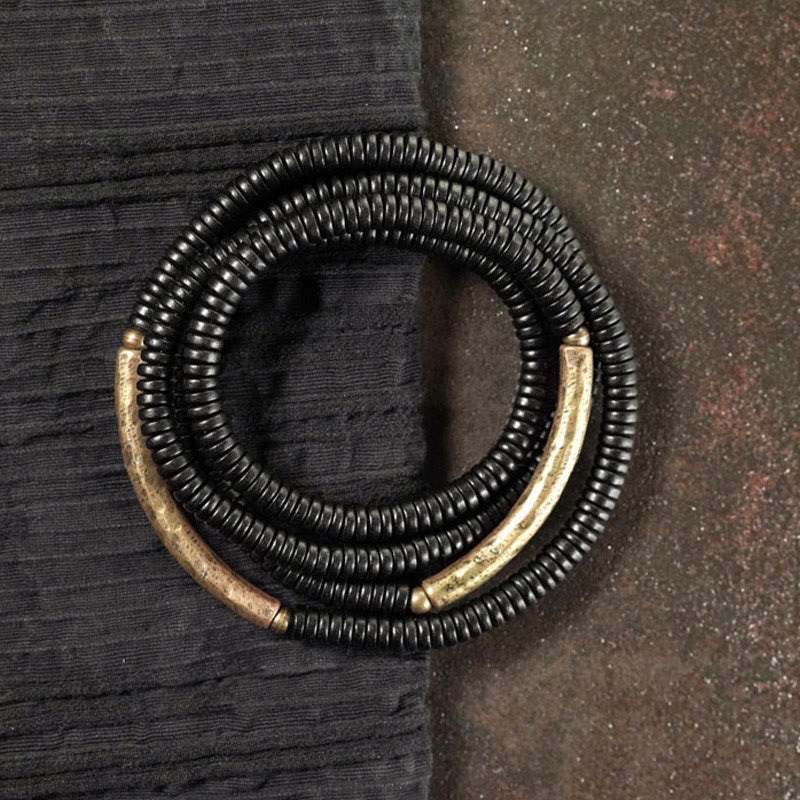 Mehrlagiges Armband aus Ebenholz und Kupfer für Ausgeglichenheit und Ruhe