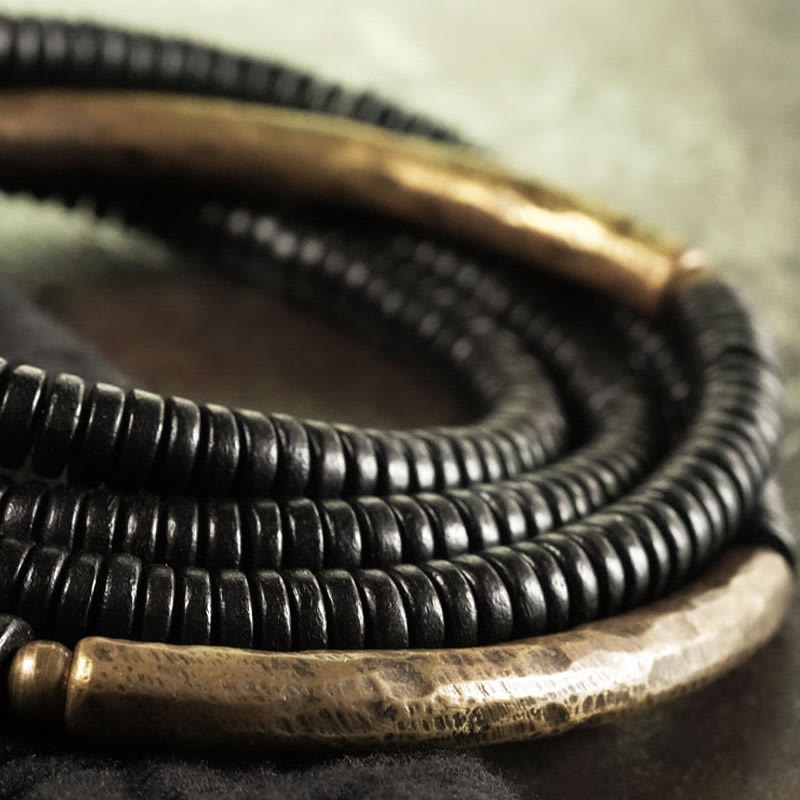 Mehrlagiges Armband aus Ebenholz und Kupfer für Ausgeglichenheit und Ruhe
