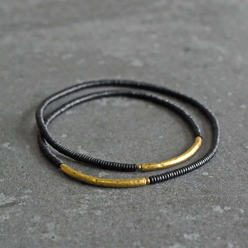 Mehrlagiges Armband aus Ebenholz und Kupfer für Ausgeglichenheit und Ruhe