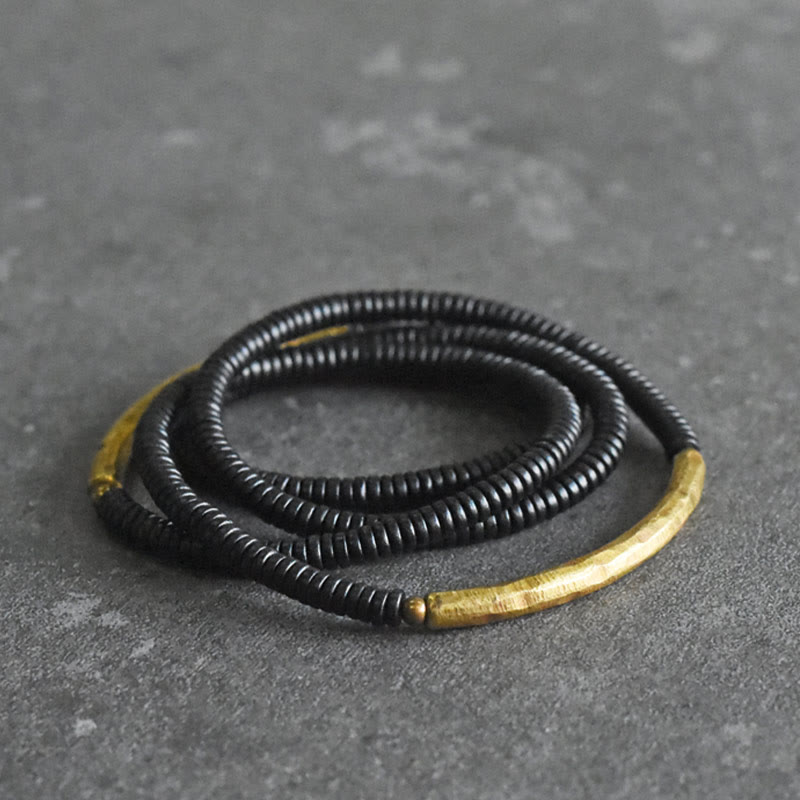 Mehrlagiges Armband aus Ebenholz und Kupfer für Ausgeglichenheit und Ruhe