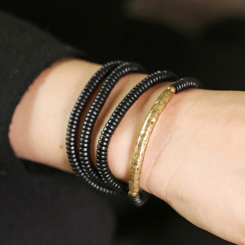 Mehrlagiges Armband aus Ebenholz und Kupfer für Ausgeglichenheit und Ruhe