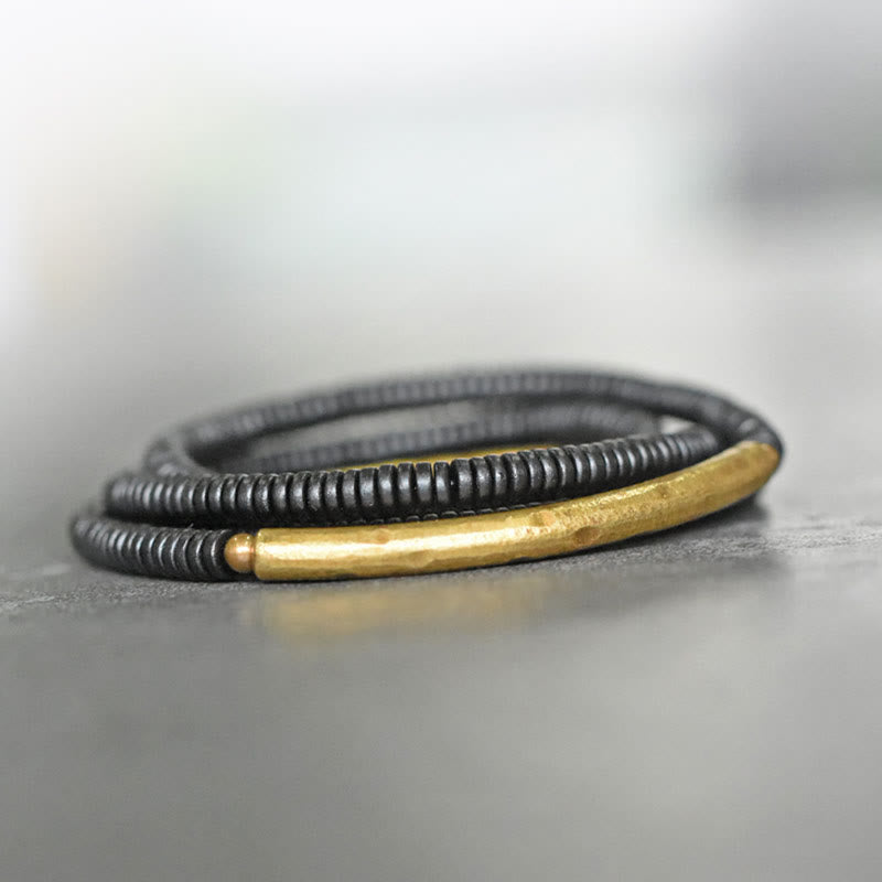 Mehrlagiges Armband aus Ebenholz und Kupfer für Ausgeglichenheit und Ruhe