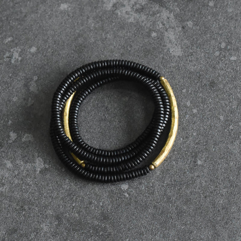 Mehrlagiges Armband aus Ebenholz und Kupfer für Ausgeglichenheit und Ruhe