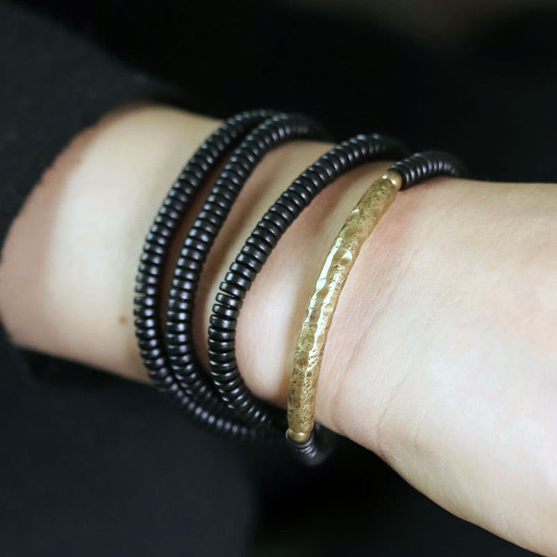 Mehrlagiges Armband aus Ebenholz und Kupfer für Ausgeglichenheit und Ruhe