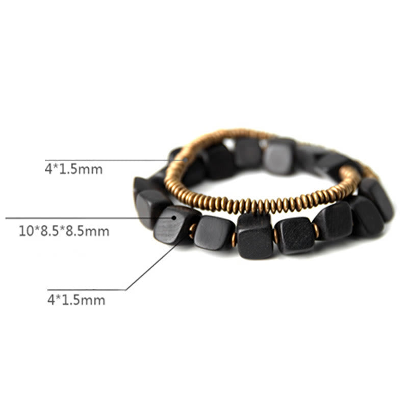 Ebenholz Kupfer Peace Doppelwickel spirituelles Armband