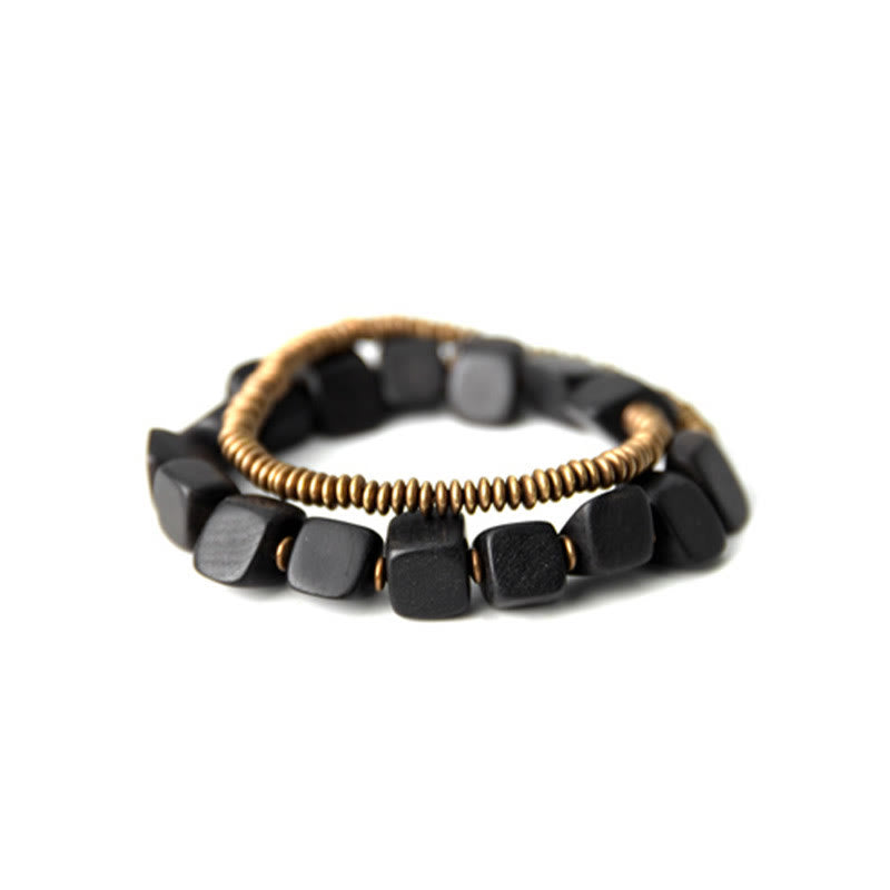 Ebenholz Kupfer Peace Doppelwickel spirituelles Armband