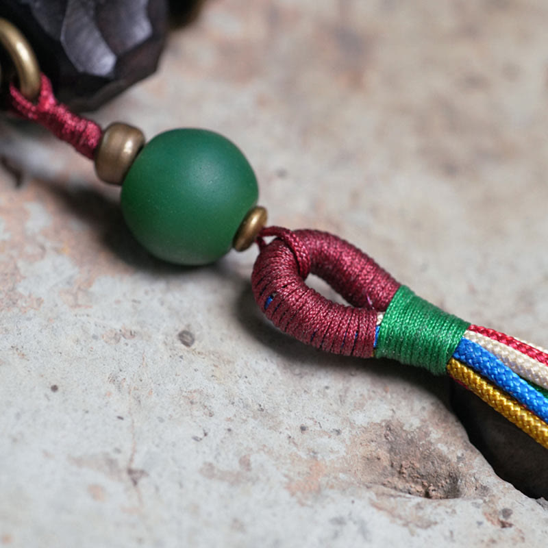 Peace-Mala-Armband aus Ebenholz und Kupfer, 15–18 cm